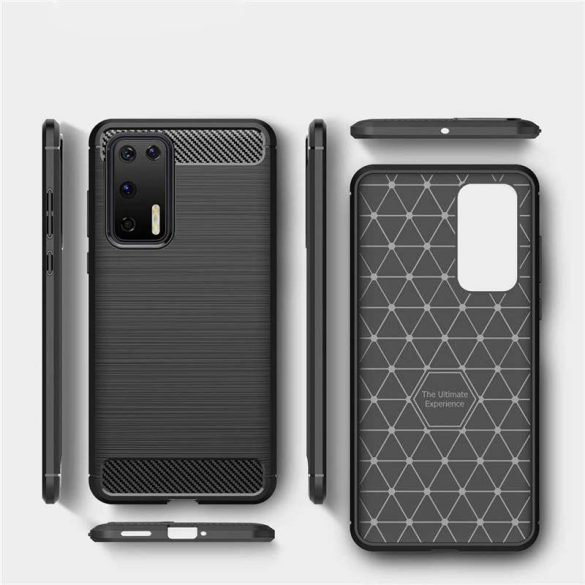 Carbon tok Rugalmas tok TPU tok Huawei P40 kék telefontok