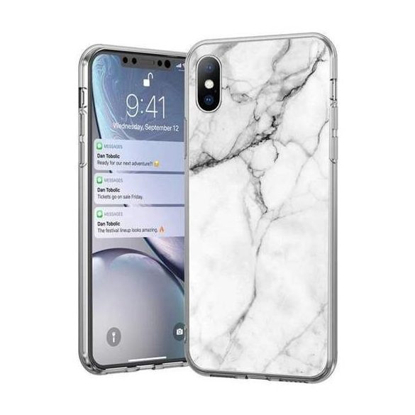 Wozinsky Marble TPU tok Xiaomi Mi 10 Lite fehér telefontok