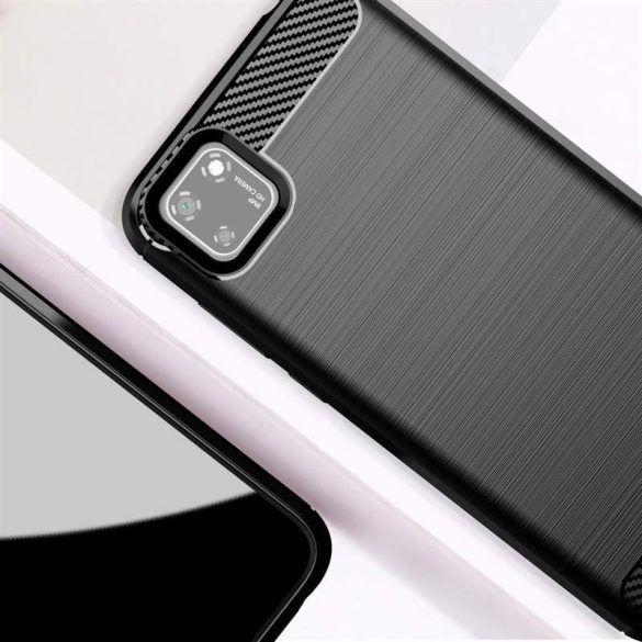 Carbon tok Rugalmas tok TPU tok Huawei Y5p fekete telefontok