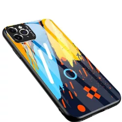   Színes üveg tok tartós edzett üveg tempered glass lap és a kamera telefontok iPhone 11 Pro Max minta 1 telefontok