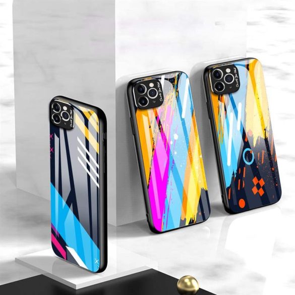 Színes üveg tok tartós edzett üveg tempered glass lap és a kamera telefontok iPhone 11 Pro Max minta 1 telefontok