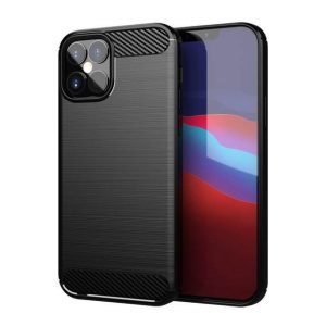 Carbon tok Rugalmas tok TPU tok iPhone 12 mini fekete telefontok