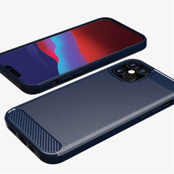 Carbon tok Rugalmas tok TPU tok iPhone 12 mini fekete telefontok