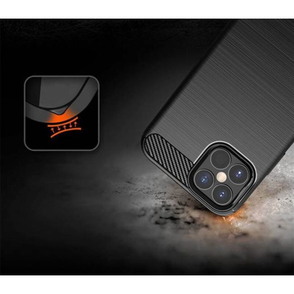 Carbon tok Rugalmas tok TPU tok iPhone 12 mini fekete telefontok