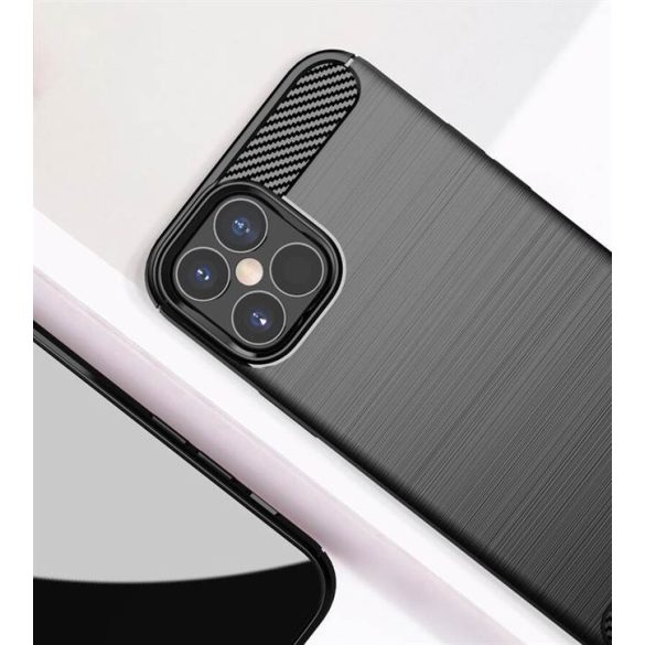 Carbon tok Rugalmas tok TPU tok iPhone 12 Pro Max fekete telefontok