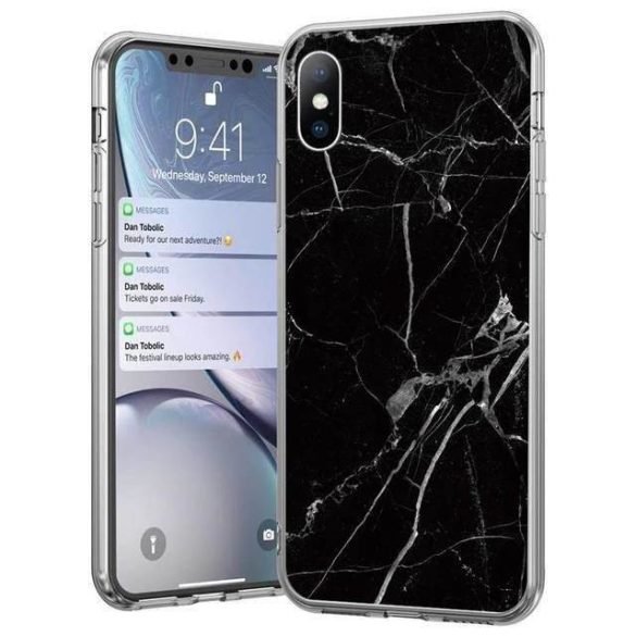 Wozinsky Marble TPU tok iPhone 12 Pro Max fekete telefontok