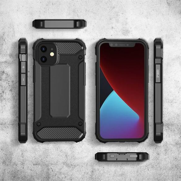 hybrid Armor tok Kemény tok iPhone 12 Pro Max fekete telefontok