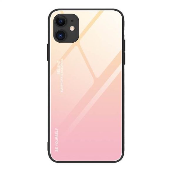 Gradiens Glass tartós edzett üveg tempered glass tok iPhone 12 mini rózsaszín telefontok