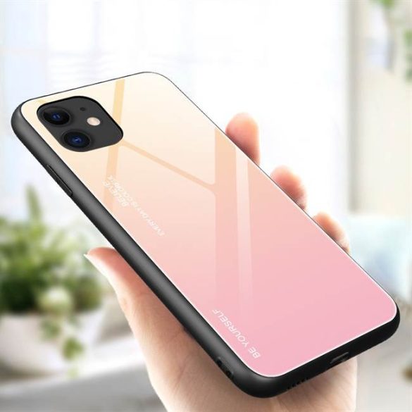 Gradiens Glass tartós edzett üveg tempered glass tok iPhone 12 mini rózsaszín telefontok