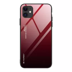   Gradiens Glass tartós edzett üveg tempered glass tok iPhone 12 mini fekete-piros telefontok
