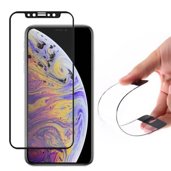 Wozinsky Full tok Flexi Nano üveg hybrid képernyővédő fólia kerettel iPhone 12 mini fekete üvegfólia