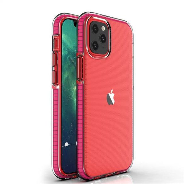Spring tok világos TPU gél védőburkolat színes kerettel iPhone 12 mini rózsaszín telefontok