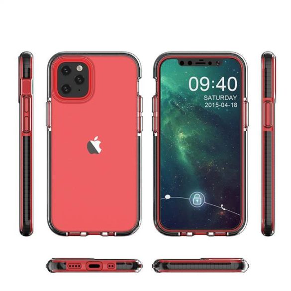 Spring tok világos TPU gél védőburkolat színes kerettel iPhone 12 mini rózsaszín telefontok