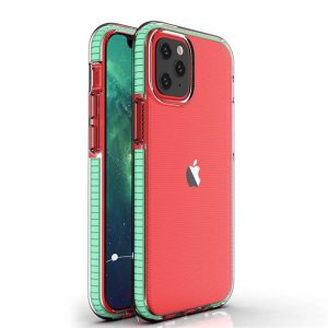 Spring tok világos TPU gél védőburkolat színes kerettel iPhone 12 mini menta telefontok