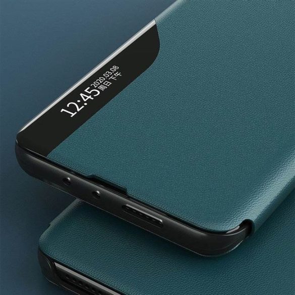 Eco Leather View tok elegáns Bookcase kihajtható tok kitámasztóval Huawei P40 Lite narancs telefontok