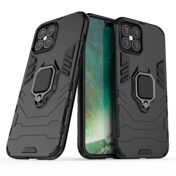 Ring Armor tok kitámasztható Kemény tok iPhone 12 Pro Max fekete telefontok