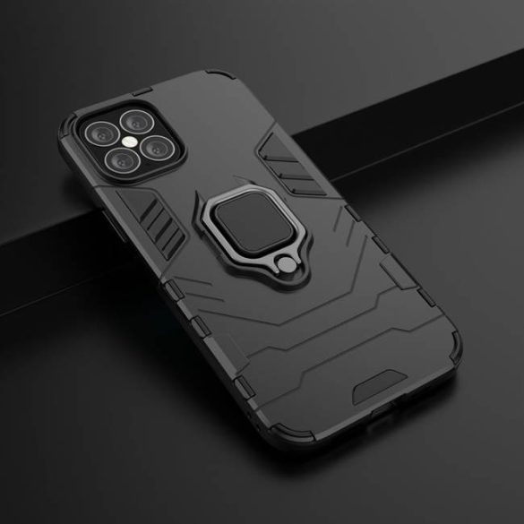 Ring Armor tok kitámasztható Kemény tok iPhone 12 Pro Max fekete telefontok