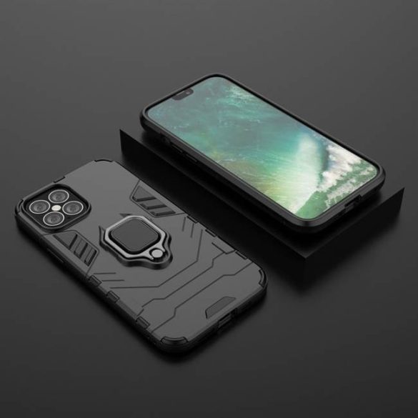 Ring Armor tok kitámasztható Kemény tok iPhone 12 Pro Max fekete telefontok