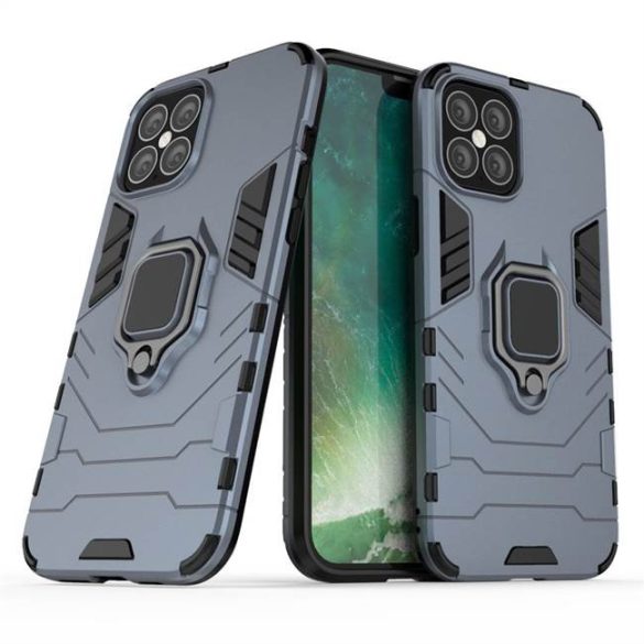 Ring Armor tok kitámasztható Kemény tok iPhone 12 Pro Max kék telefontok