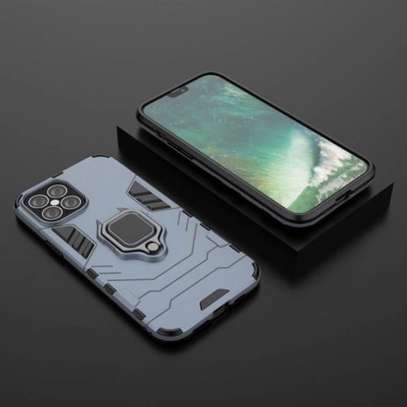 Ring Armor tok kitámasztható Kemény tok iPhone 12 Pro Max kék telefontok