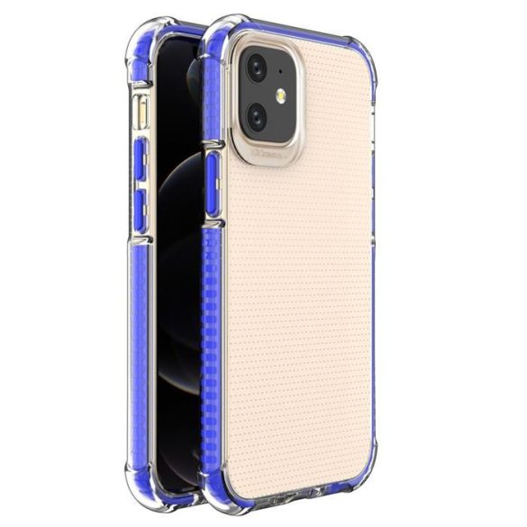 Spring Armor világos TPU gél masszív védőburkolat színes kerettel iPhone 12 mini kék telefontok