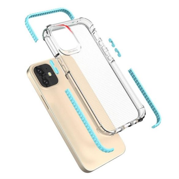 Spring Armor világos TPU gél masszív védőburkolat színes kerettel iPhone 12 mini kék telefontok