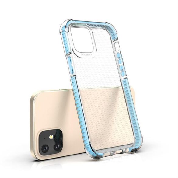 Spring Armor világos TPU gél masszív védőburkolat színes kerettel iPhone 12 mini kék telefontok