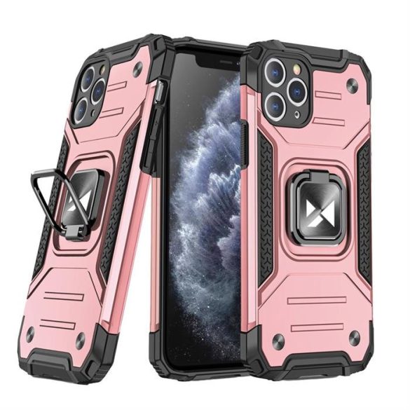 Wozinsky Ring Armor tok kitámasztható Kemény tok iPhone 11 Pro rózsaszín