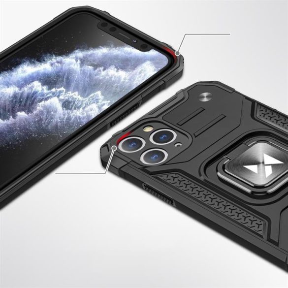 Wozinsky Ring Armor tok kitámasztható Kemény tok iPhone 11 Pro rózsaszín