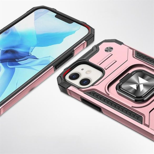 Wozinsky Ring Armor tok kitámasztható Kemény tok iPhone 12 mini rózsaszín