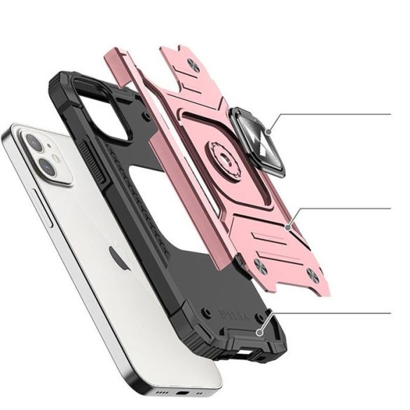 Wozinsky Ring Armor tok kitámasztható Kemény tok iPhone 12 mini rózsaszín