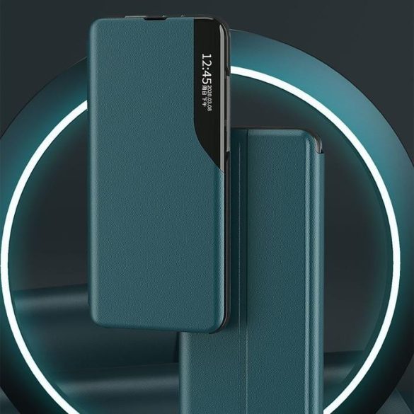 Eco Leather View tok elegáns Bookcase kihajtható tok kitámasztóval a Xiaomi Poco M3 / Xiaomi redmi 9T fekete