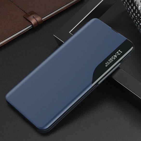 Eco Leather View tok elegáns Bookcase kihajtható tok kitámasztóval Samsung Galaxy A02s EU kék
