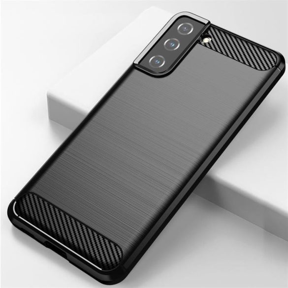 Carbon tok Rugalmas tok TPU tok Samsung Galaxy S21 + 5G (S21 Plus 5G) fekete