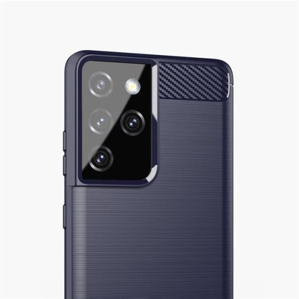 Carbon tok Rugalmas tok TPU tok Samsung Galaxy S21 Ultra 5G kék
