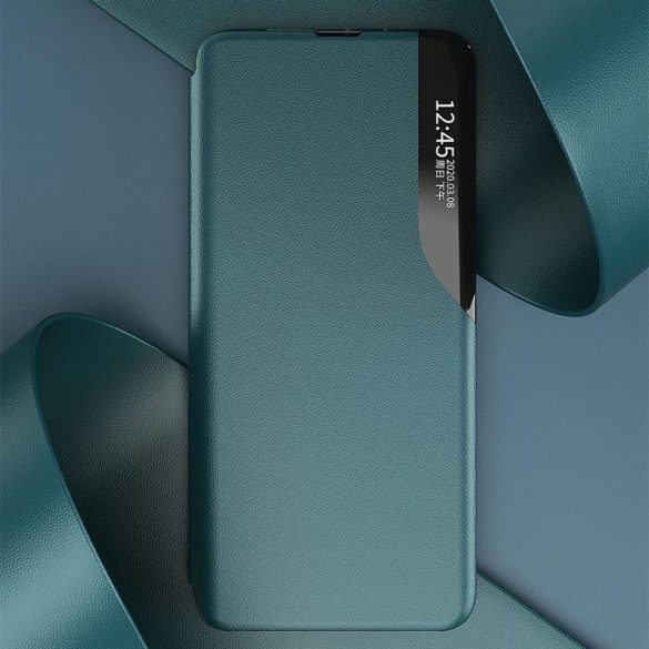 Eco Leather View tok elegáns Bookcase kihajtható tok kitámasztóval Samsung Galaxy S21 + 5G (S21 Plus 5G) narancssárga