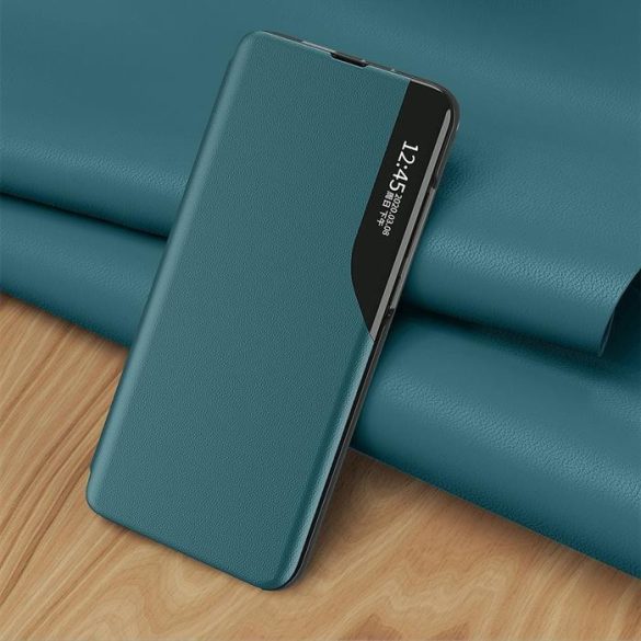 Eco Leather View tok elegáns Bookcase kihajtható tok kitámasztóval Samsung Galaxy S21 + 5G (S21 Plus 5G) narancssárga