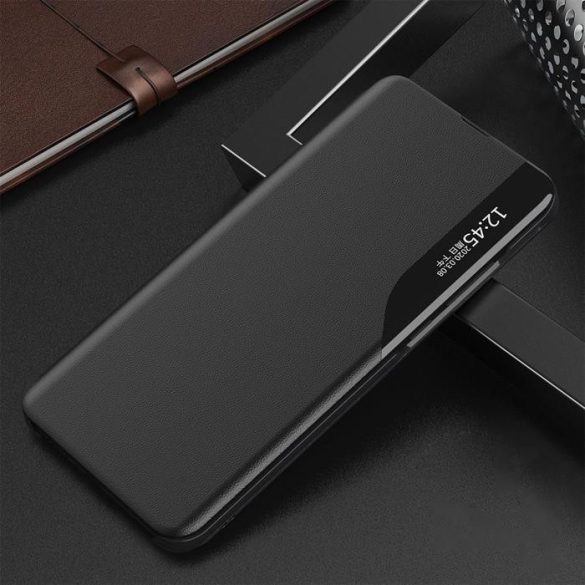 Eco Leather View tok elegáns Bookcase kihajtható tok kitámasztóval Samsung Galaxy A72 4G fekete