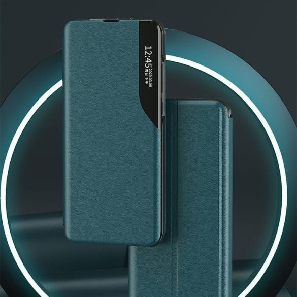 Eco Leather View tok elegáns Bookcase kihajtható tok kitámasztóval Samsung Galaxy A72 4G fekete
