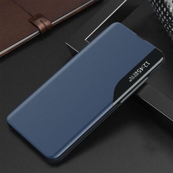 Eco Leather View tok elegáns Bookcase kihajtható tok kitámasztóval Samsung Galaxy A72 4G kék
