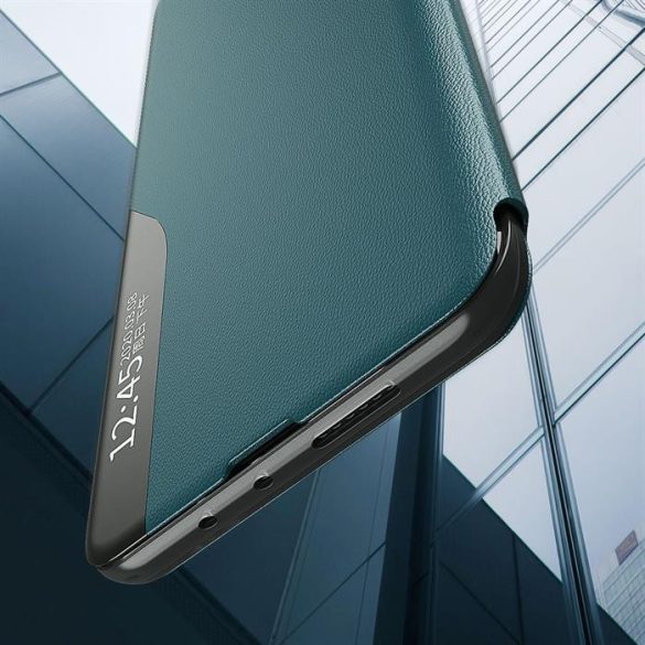 Eco Leather View tok elegáns Bookcase kihajtható tok kitámasztóval Samsung Galaxy A72 4G kék
