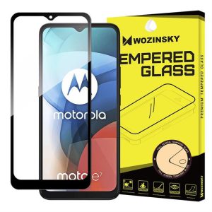 Wozinsky edzett üveg tempered glass Teljes Glue Super Tough képernyővédő fólia teljes képernyős kerettel tokbarát Motorola Moto E7 fekete üvegfólia