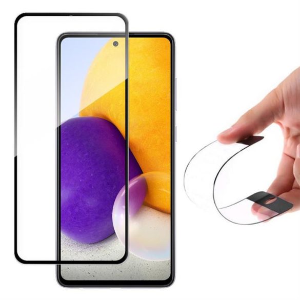 Wozinsky Full Flexi Nano üveg hybrid képernyővédő fólia kerettel Samsung Galaxy A72 4G fekete üvegfólia