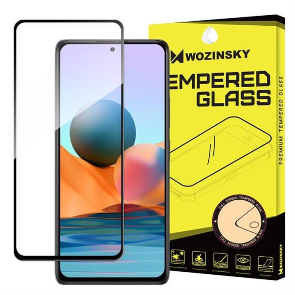 Wozinsky edzett üveg tempered glass Teljes Glue Super Tough képernyővédő fólia teljes képernyős kerettel tok barátságos Xiaomi redmi Note 10 Pro fekete üvegfólia