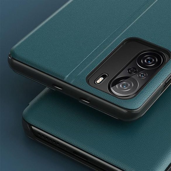 Eco bőr nézet tok elegáns flipes kihajtható tok Xiaomi Redmi K40 Pro + / K40 Pro / K40 / POCO F3 narancssárga