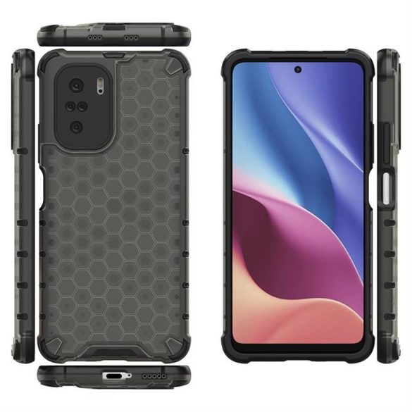 Honeycomb tok Páncél telefontok TPU Bumper Xiaomi redmi K40 Pro + / K40 Pro / K40 / Poco F3 fekete