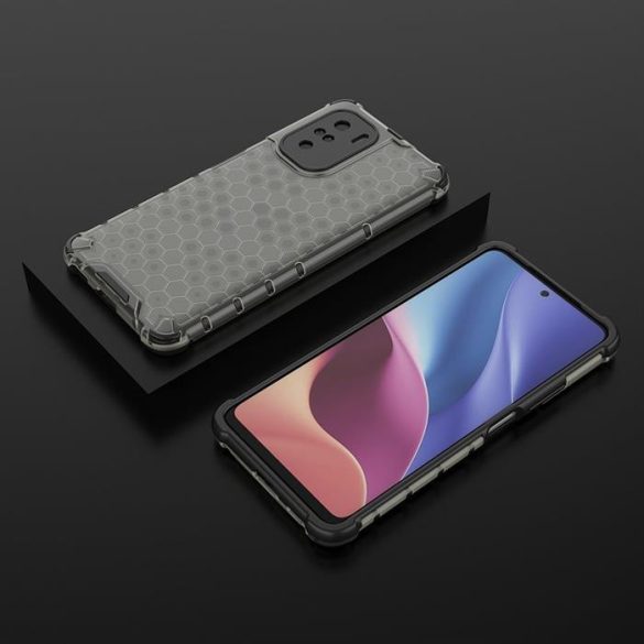 Honeycomb tok Páncél telefontok TPU Bumper Xiaomi redmi K40 Pro + / K40 Pro / K40 / Poco F3 fekete