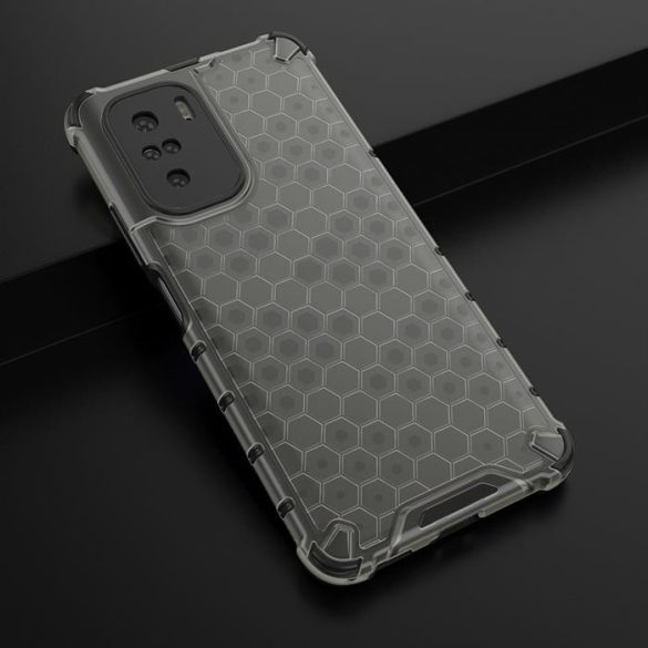 Honeycomb tok Páncél telefontok TPU Bumper Xiaomi redmi K40 Pro + / K40 Pro / K40 / Poco F3 fekete