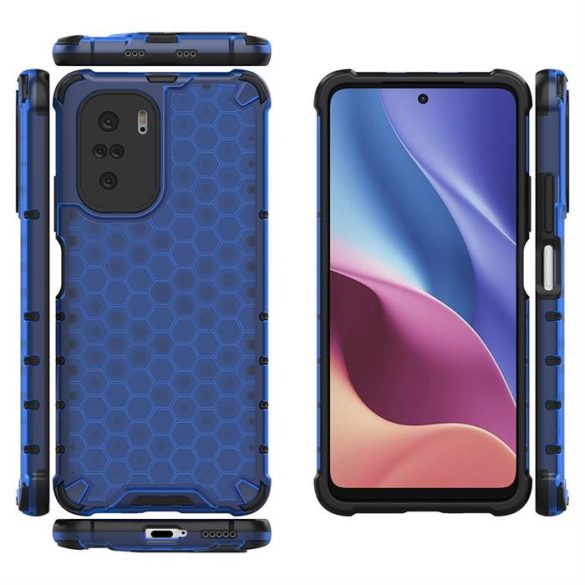 Honeycomb tok Páncél telefontok TPU Bumper Xiaomi redmi K40 Pro + / K40 Pro / K40 / Poco F3 kék