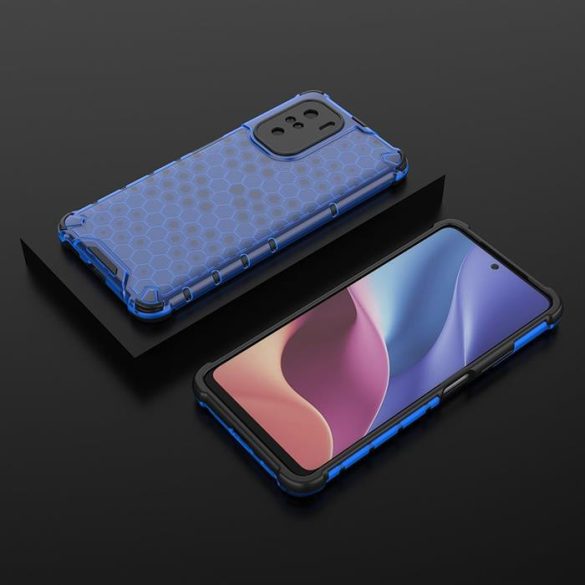 Honeycomb tok Páncél telefontok TPU Bumper Xiaomi redmi K40 Pro + / K40 Pro / K40 / Poco F3 kék